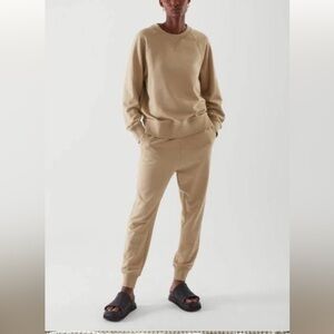 COS cotton sweatshirt and tapered joggers set- Small, beige
